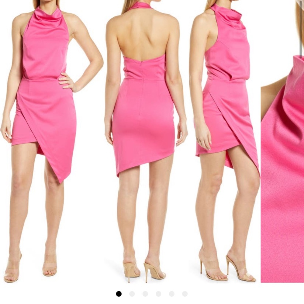 Elliatt Camo Asymmetric Satin Cocktail Dress